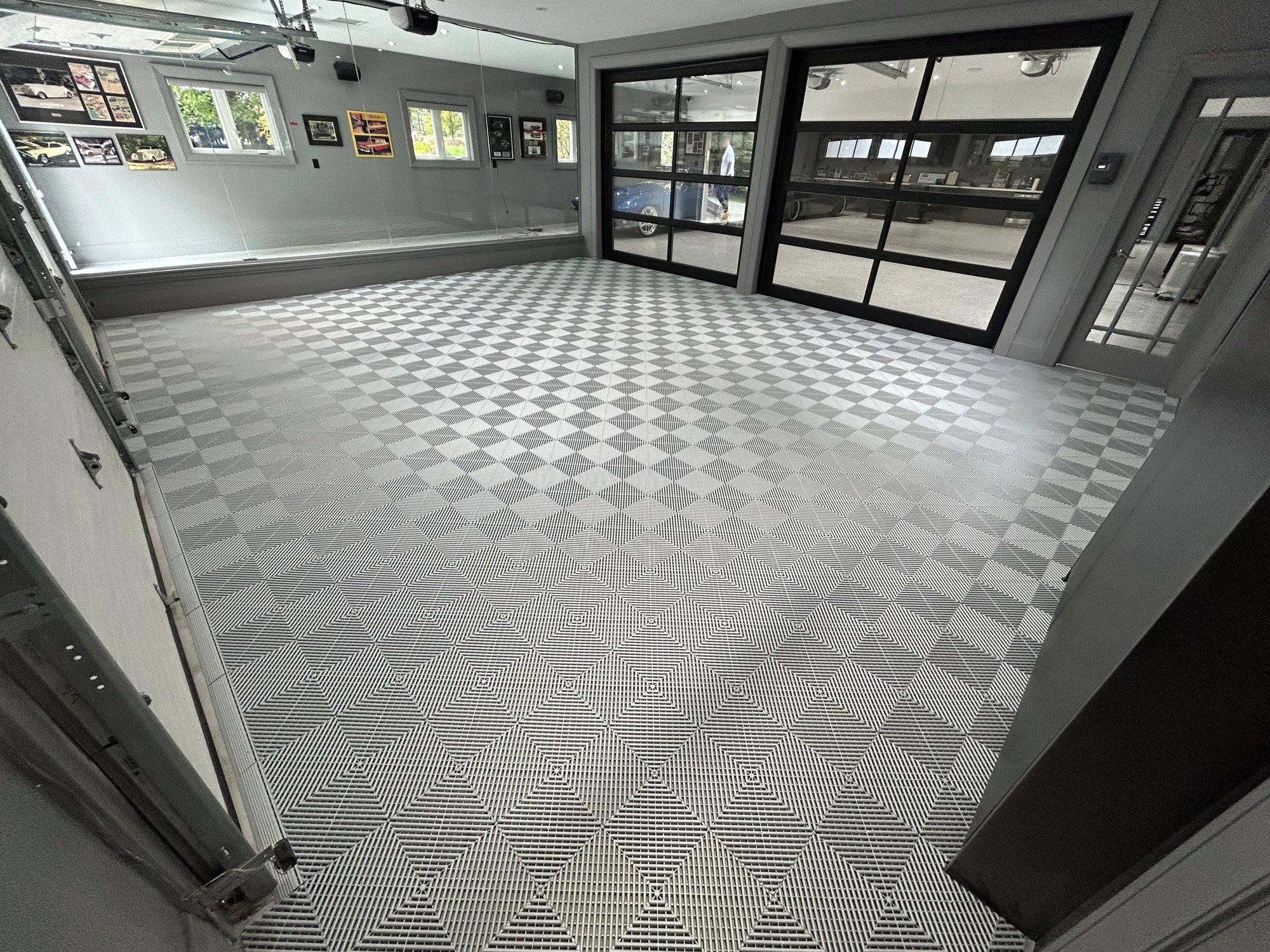 garage floor tiles details and garage transformation - Garage Living