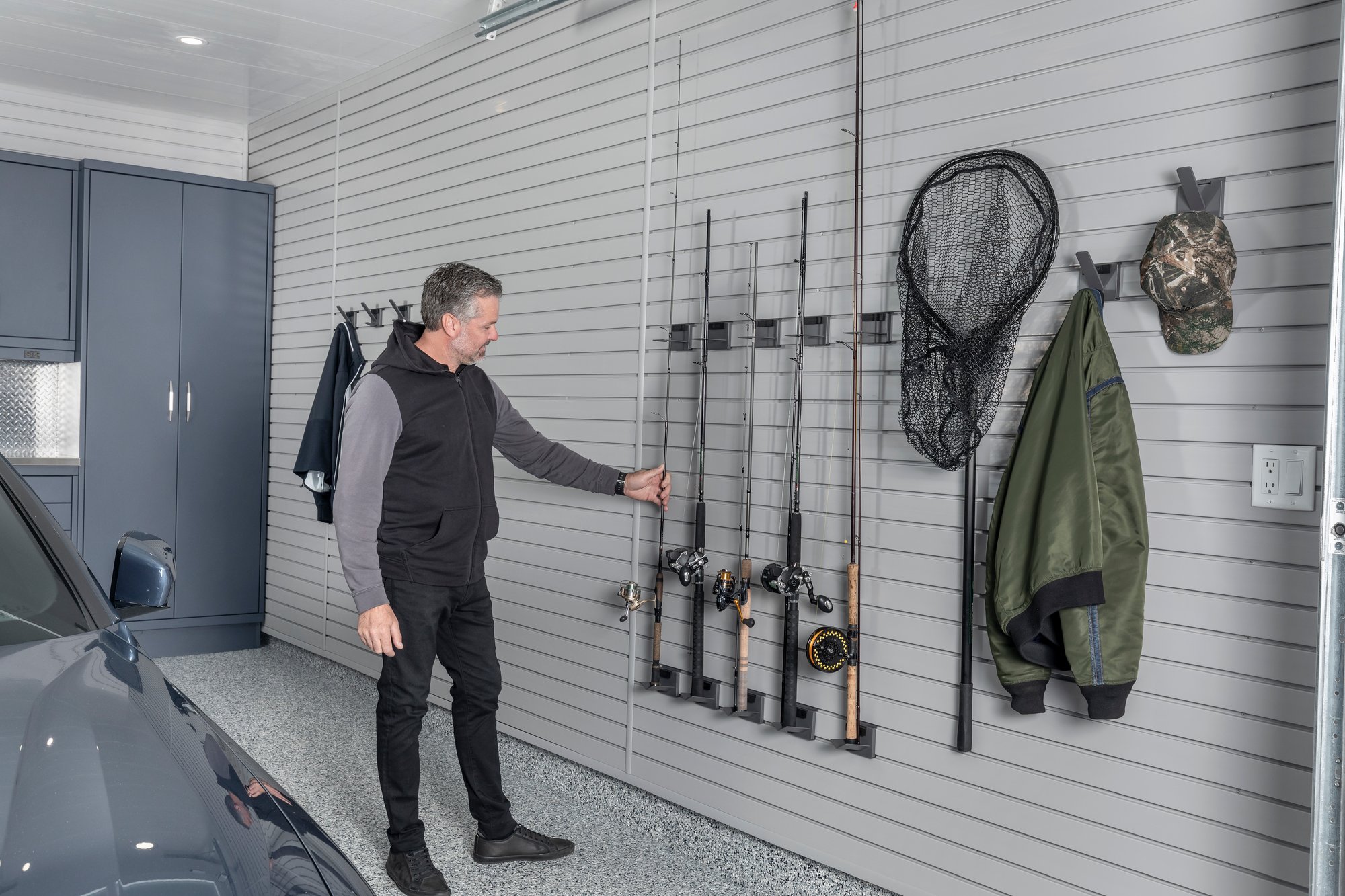 Organize with Garage Living Slatwall accessories