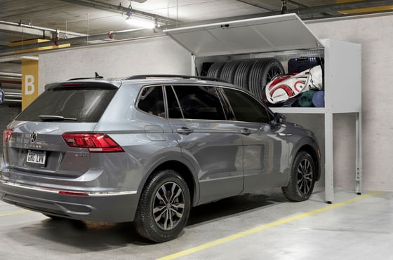 Fully concealed storage that can hold up to 1000 lbs. - The Parking Locker