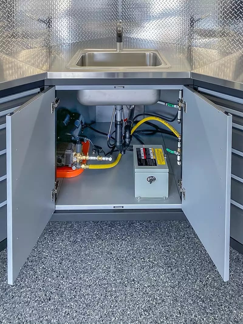 cabinet door - Custom Steel cabinetry - garage living