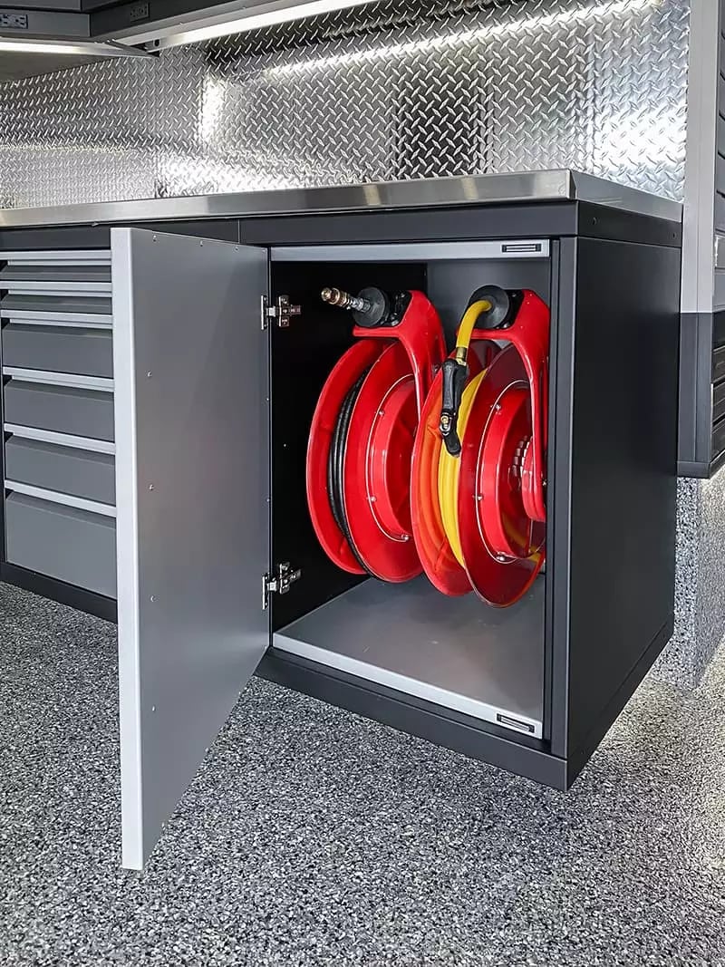  Pressure washer hoses - Custom Steel cabinetry - garage living