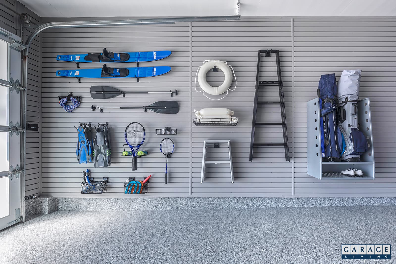 Harbor Blue Slatwall accessories- Garage Living