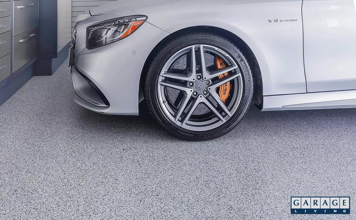 Garage Livin polyaspartic Floortex coating in harbor blue